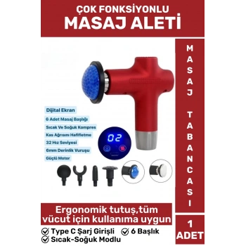 Ergonomik Kol Bacak Sırt Bel 6 Başlıklı Sıcak Soğuk Mod Yüksek Titreşim Spor Fitness Kas Masaj Aleti