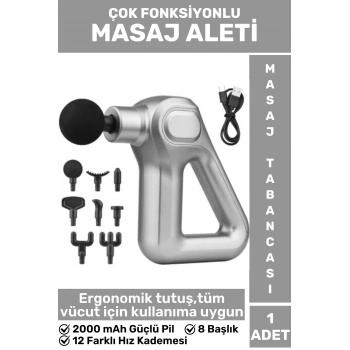 Ergonomik Kol Bacak Sırt Bel 8 Başlıklı 12 Hız Seviyeli Yüksek Titreşim Spor Fitness Kas Masaj Aleti