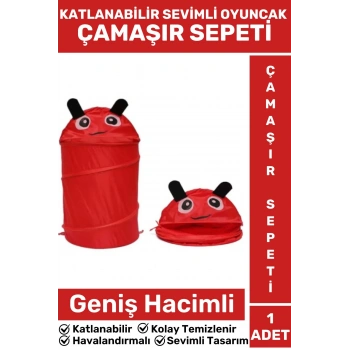Premium Hafif Kompakt Geniş Hacimli Katlanabilir İlgi Çekici Çocuk Sevimli Oyuncak Çamaşır Sepeti