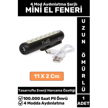 Profesyonel Kamp Avcı Güvenlik Okul Deprem 4 Modda Aydınlatma Güçlü Işık Mini EL FENERİ