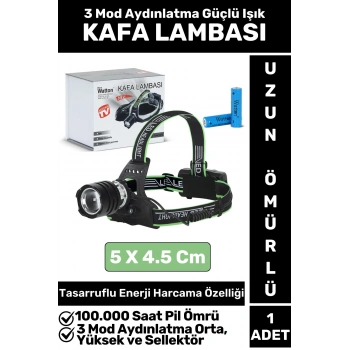 Profesyonel Kamp Avcı Balıkçı Deprem 3 Mod Aydınlatma Yüksek Mesafe Güçlü Işık KAFA LAMBASI