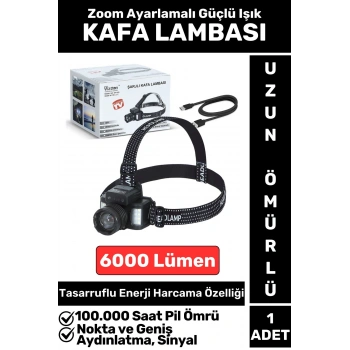 Profesyonel Kamp Avcı Balıkçı Deprem Yüksek Mesafeli 6000 Lümen Güçlü Işık Sensörlü KAFA LAMBASI