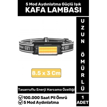 Profesyonel Kamp Avcı Balıkçı Deprem Güçlü Işık 5 Mod Aydınlatma Şarjlı 50 LED KAFA LAMBASI