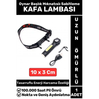 Profesyonel Kamp Avcı Balıkçı Deprem Güçlü Işık Mıknatıslı Sabitleme Şarjlı 215 Lümen KAFA LAMBASI