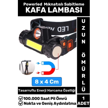 Profesyonel Kamp Avcı Balıkçı Deprem Güçlü Işık Mıknatıslı Sabitleme Şarjlı Powerled KAFA LAMBASI