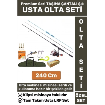 Premium Kullanıma Hazır Şık Taşıma Çantası Hediyeli Balıkçı Hobi Tam Takım USTA LRF OLTA SETİ 240 Cm