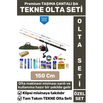 Profesyonel Kullanıma Hazır Şık Taşıma Çantası Hediyeli Balıkçı Hobi Tam Takım TEKNE OLTA SETİ 150Cm
