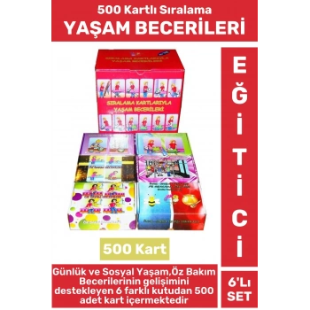 Premium Eğitici Sosyal Günlük Yaşam Öz Bakım Geliştirici 500 Sıralama Kartı YAŞAM BECERİLER 6LI SET