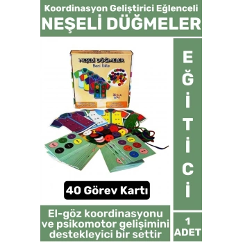 Eğlenceli Eğitici Görsel Algı El-Göz Koordinasyonu Beceri Geliştirici Çocuk Oyun NEŞELİ DÜĞMELER
