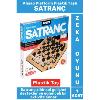 Zihinsel Gelişim Mantık Odaklanma Öngörü Problem Çözme Becerisi Ahşap Platform Plastik Taşlı SATRANÇ
