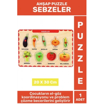 Premium Eğlenceli Eğitici Görsel Algı Problem Çözme Becerisi Çocuk Puzzle SEBZELER