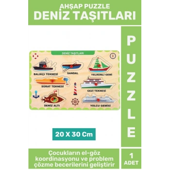 Premium Eğlenceli Eğitici Görsel Algı Problem Çözme Becerisi Çocuk Puzzle DENİZ TAŞITLARI
