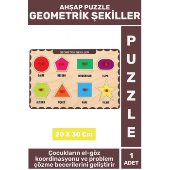 Premium Eğlenceli Eğitici Görsel Algı Problem Çözme Becerisi Çocuk Puzzle GEOMETRİK ŞEKİLLER