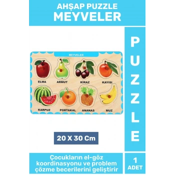 Premium Eğlenceli Eğitici Görsel Algı Problem Çözme Becerisi Çocuk Puzzle MEYVELER
