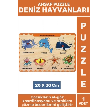 Premium Eğlenceli Eğitici Görsel Algı Problem Çözme Becerisi Çocuk Puzzle DENİZ HAYVANLARI
