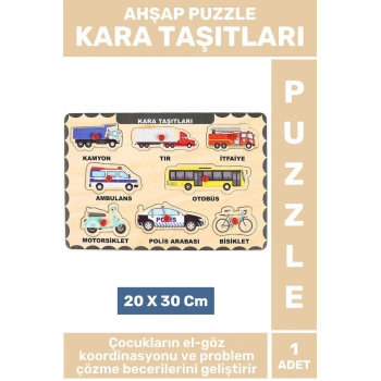 Premium Eğlenceli Eğitici Görsel Algı Problem Çözme Becerisi Çocuk Puzzle KARA TAŞITLARI
