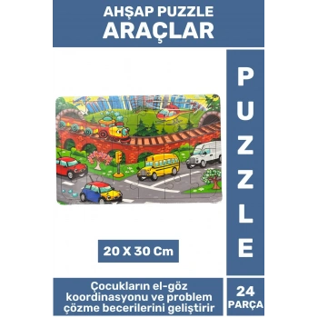 Premium Eğlenceli Eğitici Görsel Algı Problem Çözme Becerisi Çocuk Puzzle 24 Parça ARAÇLAR