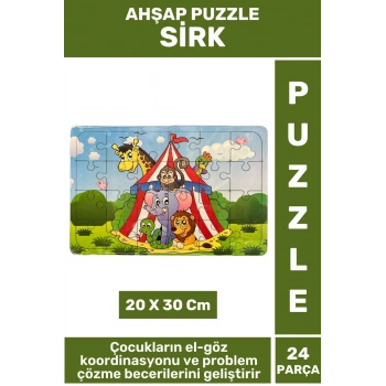 Premium Eğlenceli Eğitici Görsel Algı Problem Çözme Becerisi Çocuk Puzzle 24 Parça SİRK