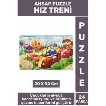 Premium Eğlenceli Eğitici Görsel Algı Problem Çözme Becerisi Çocuk Puzzle 24 Parça HIZ TRENİ