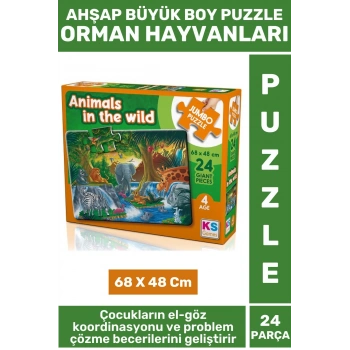 Eğlenceli Eğitici Görsel Algı Problem Çözme Becerisi Çocuk Puzzle 24 Prça Büyük Boy ORMAN HAYVANLARI