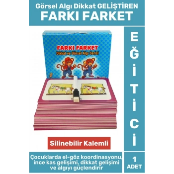 Premium Tüm Yaşlar Eğlenceli El-Göz Koordinasyonu Görsel Algı Dikkat Kavram Geliştiren FARKI FARKET