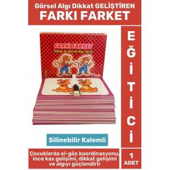 Premium Eğlenceli El-Göz Koordinasyon Görsel Algı Dikkat Kavram Geliştiren +3 Yaş Çocuk FARKI FARKET