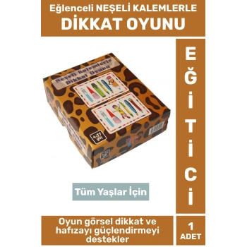 Eğitici Görsel Algı Hafıza Dikkat Koordinasyon Gelişimi Eğlenceli NEŞELİ KALEMLERLE DİKKAT OYUNU