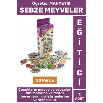 Premium Eğitici Görsel Algı El-Göz Koordinasyon Meyve Sebze Öğrenim 30 Parça MANYETİK MEYVE SEBZELER