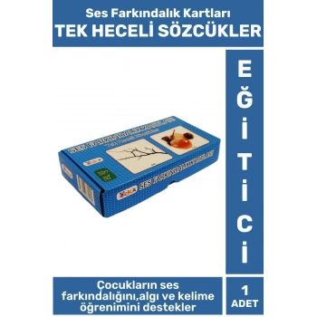 Çocuk Eğitici Ses Farkındalığı İşitsel Algı Dikkat Gelişim FARKINDALIK KARTLARI TEK HECELİ SÖZCÜKLER