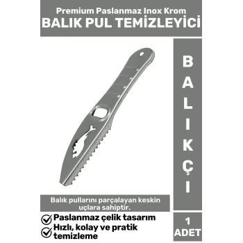 Premium Yüksek Kaliteli Dayanıklı Paslanmaz Inox Krom Balıkçı Avcı BALIK PULU TEMİZLEYİCİ