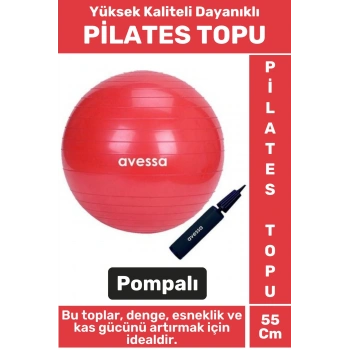 Premium Dayanıklı Fitness Egzersiz Aerobik Pilates Şişirme Pompası Hediyeli 55 Cm PİLATES TOPU