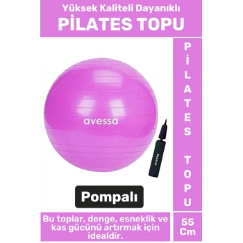 Premium Dayanıklı Fitness Egzersiz Aerobik Pilates Şişirme Pompası Hediyeli 55 Cm PİLATES TOPU