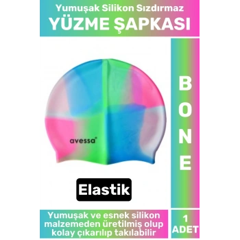 Premium Seri Su Geçirmez Elastik Yumuşak Yüzücü Havuz Deniz Yüzme Şapkası Silikon Bone 1 Adet