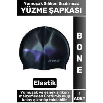 Premium Seri Su Geçirmez Elastik Yumuşak Yüzücü Havuz Deniz Yüzme Şapkası Silikon Bone 1 Adet