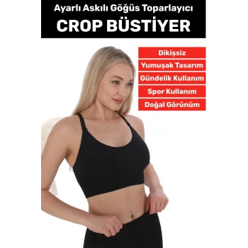 Göğüs Toparlayıcı Sarkma Önleyen Gündelik Spor Kullanım Şık Ayarlanabilir Askılı Crop Büstiyer