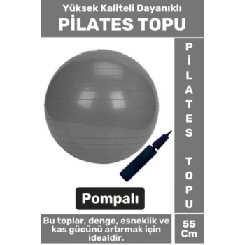Premium Dayanıklı Fitness Egzersiz Aerobik Pilates Şişirme Pompası Hediyeli 55 Cm PİLATES TOPU