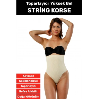Özel Üretim İz İç Göstermez Kaymaz Sıkılaştırıcı Toparlayıcı Yüksek Bel String Korse