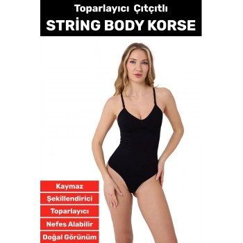 Özel Üretim İz İç Göstermez Kaymaz Sıkılaştırıcı Toparlayıcı Çıtçıtlı String Body Korse