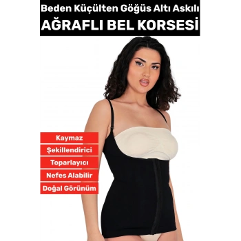 Özel Üretim Vücut Şekillendirici Beden Küçülten Toparlayıcı Gögüs Altı Ağraflı Askılı Bel Korse