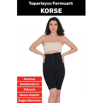 Özel Üretim Vücut Şekillendirici Beden Küçülten Sıkılaştıran Fermuarlı Klasik Toparlayıcı Korse