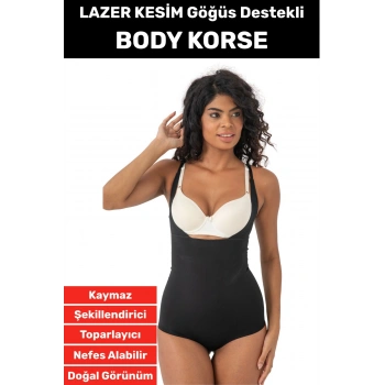 İz İç Göstermez Kaymaz Sıkılaştırıcı Vücut Şekillendirici LAZER KESİM Gögüs Destekli Body Korse