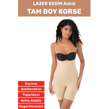 İz Göstermez Kaymaz Sıkılaştırıcı Toparlayıcı Vücut Şekillendirici LAZER KESİM Tam Boy Askılı Korse