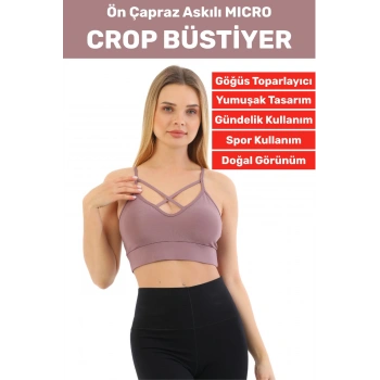 Göğüs Toparlayan Sarkma Önleyen Spor Gündelik Kullanım Şık Ön Çapraz Askı Detay Micro Crop Büstiyer