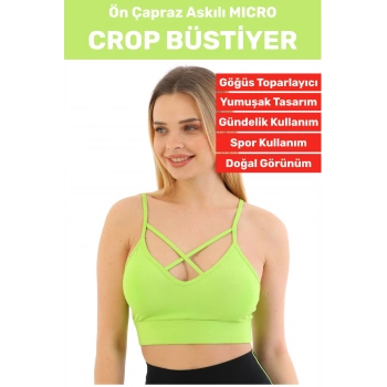 Göğüs Toparlayan Sarkma Önleyen Spor Gündelik Kullanım Şık Ön Çapraz Askı Detay Micro Crop Büstiyer
