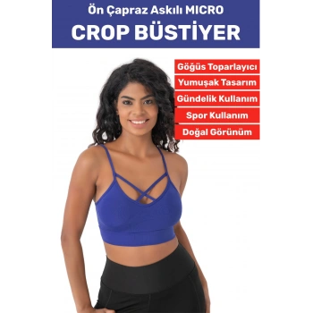 Göğüs Toparlayan Sarkma Önleyen Spor Gündelik Kullanım Şık Ön Çapraz Askı Detay Micro Crop Büstiyer