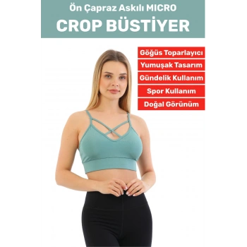 Göğüs Toparlayan Sarkma Önleyen Spor Gündelik Kullanım Şık Ön Çapraz Askı Detay Micro Crop Büstiyer