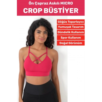 Göğüs Toparlayan Sarkma Önleyen Spor Gündelik Kullanım Şık Ön Çapraz Askı Detay Micro Crop Büstiyer
