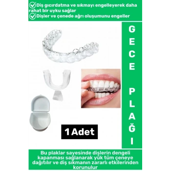 Diş Çene Sıkma Gıcırdatma Bruksizm Önleyici Gece Plağı Koruyucu Uyku Aparatı Protez Kaplı 1 Adet