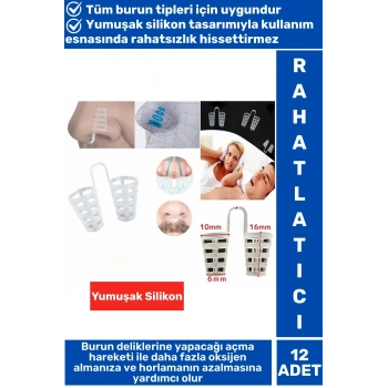 Özel Üretim Horlama Azaltıcı Rahat Nefes Alıp Verme Uyku Horlama Önleyici Burun Delik Aparatı 12 li