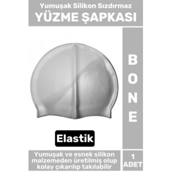 Premium Seri Su Geçirmez Elastik Yumuşak Yüzücü Havuz Deniz Yüzme Şapkası Silikon Bone 1 Adet